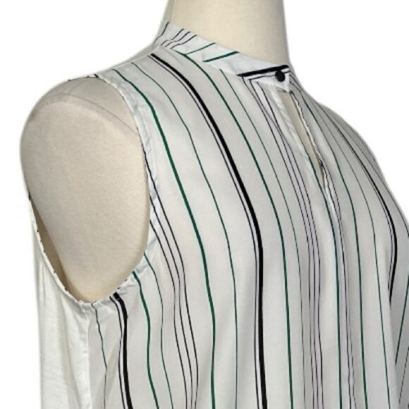 Worthington New Top Popover Sleeveless White Green Stripe Women’s Size XXL - Picture 6 of 13